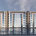Modern Residential Building Simple Multi-storey Residence 3d model