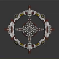 Circular Mechanical Structure With Red And White Components And Gear Details