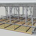 Ceiling Suspension System With Metal Supporting Frames And Wooden Keels Structure 3d model