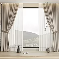 Beige Curtains With White Sheer Curtains In Modern Window Mountain View Table And Magazine