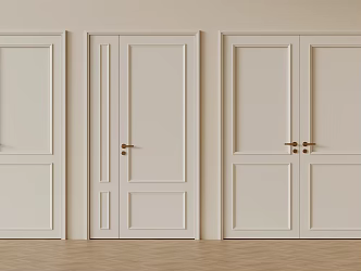 French Cream Double Door Single Door Female Door Swing Door Wooden Door 3d model