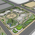 Modern Sales Office Building With Green Landscape Open Plaza And Architectural Design
