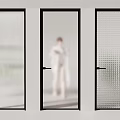Modern Hinged Doors with Glass Panels Black Frames and Textured Clear Design Options