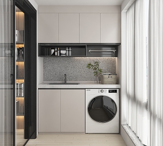 Modern balcony washing machine cabinet 3d model