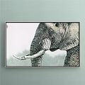 Artistic Elephant Animal Painting With Detailed Tusks Skin Texture And Natural Background