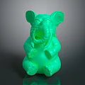 Cute Neon Green Elephant Toy In Sitting Pose With Open Mouth And Large Ears