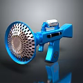 Blue Metallic Gun With Circular Perforated Mesh Front And Unique Design 3d model