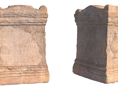 Stone Wood Carved Pillars With Ancient Inscriptions And Decorative Patterns 3d model