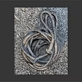 Gray Coiled Rope Knot Placed On Textured Mat With Dark Background 3d model
