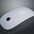 White Apple Mouse With Black Logo On Gray Background And Reflection 3d model
