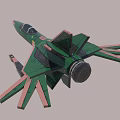 Green And Pink Fighter Jet With Multiple Wings And Triangular Nose Marking 3d model