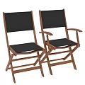Single Chair With Wooden Frame Black Seat And Folding Design For Home Use