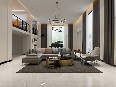 Light Luxury Duplex Living Room Pick Airbus Restaurant model