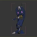 Futuristic Blue Robot Model Featuring Mechanical Armor Pink Accents And Yellow Details