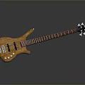 Wooden Bass Guitar Decorative Accessory With Natural Grain And Smooth Surface Design