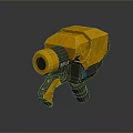 Futuristic 3D Model Weapon with Orange Gray Design M2 Marking and Blue Accents