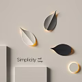 Minimalist Leaf Shaped Wall Lamp in White Gray Black with Illuminated Design on Beige Wall