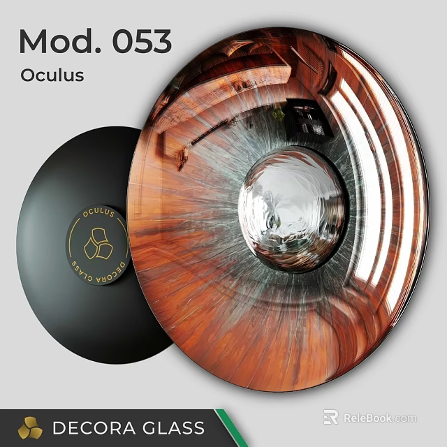 Soudesign Oculus Round Glass Mirror With Wooden Texture And Reflective Center 3d model 