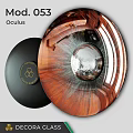 Soudesign Oculus Round Glass Mirror With Wooden Texture And Reflective Center