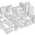 Modern Urban Building Complex With White Densely Arranged Structures And Various Heights 3d model