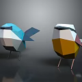 Geometric Style Colorful Bird Sculptures With Faceted Design And Standing Pose