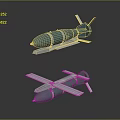 Green Aerial Bomb Models With Glider Wings In 3D Rendering 3d model