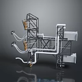 Engineering Industrial Metal Frame Structure With Pipes Ladders And Platforms Design