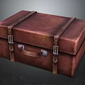 Vintage Brown Leather Suitcase With Metal Buckles Leather Straps and Handle