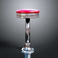 Unique Red Seat Stool With Shiny Metal Base And Modern Design