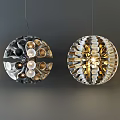 Stylish Modern Chandeliers With Intricate Metallic Design Spherical Shape And Decorative Lighting