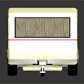 Beige Caravan Trailer with Red Stripe Windows and Door for Camping Travel