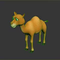 Orange Cartoon Camel With Green Eyes And Reflection On Gray Background 3d model