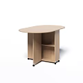 Light Wood Semicircular Tabletop With Mobile Wheeled Shelf And Storage Space 3d model