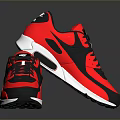 Fashionable Red And Black Sneakers With White Sole Laces And Reflective Effect For Daily Use