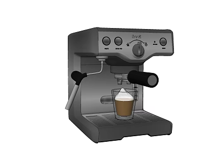 Stainless Steel Coffee Machine Kitchen Appliance Making Coffee With Milk Foam 3d model