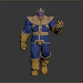 Thanos Game Movie Character 3D Model With Blue Armor Golden Infinity Gauntlet Purple Skin