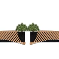 Outdoor Chair With Brown And Black Striped Design And Green Plants For Garden Use