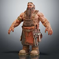Muscular Bearded Warrior Character With Leather Outfit And Tool Belt