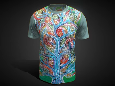 Artistic T Shirt With Colorful Tree Pattern And Vibrant Graphic Design 3d model