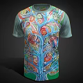 Artistic T Shirt With Colorful Tree Pattern And Vibrant Graphic Design