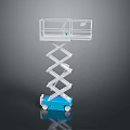 Blue Mobile Scissor Lift Equipment With White Guardrails And Wheels