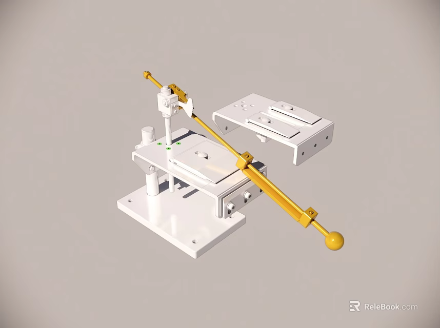 Heavy Duty Industrial Equipment With Gold Lever White Base And Metal Components 3d model 