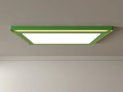 Modern Green Square Ceiling Light with White Illumination and Sleek Design 3d model