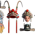 Peking Opera Themed Pendant With Traditional Headwear And Cultural Decorative Elements