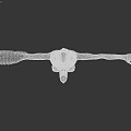 Mysterious Alien Creature With Black Body Red Stripes Tubular Structure And Outstretched Arms