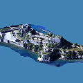 Historic Island Fortress With Rocky Terrain Greenery And Surrounding Blue Water