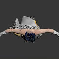 Hooded Fantasy Character With Blue Top White Shorts Long Gloves White Boots And Gold Accents