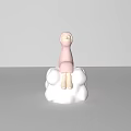 Pink Female Figures Sitting On White Clouds As Decorative Sculptures 3d model