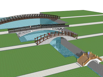 Chinese Bridge Landscape Bridge Rural Bridge 3d model
