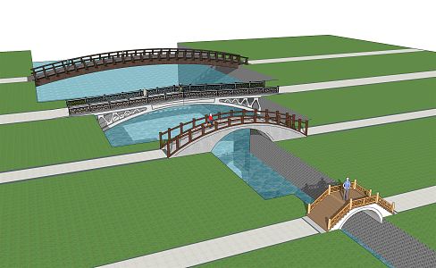 Chinese Bridge Landscape Bridge Rural Bridge 3d model